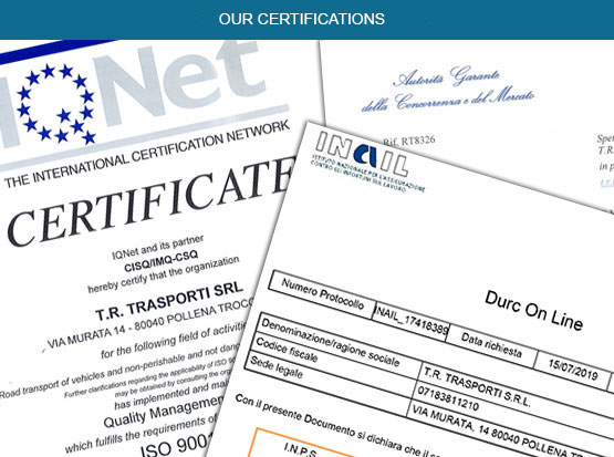 Certificazioni TR Trasporti